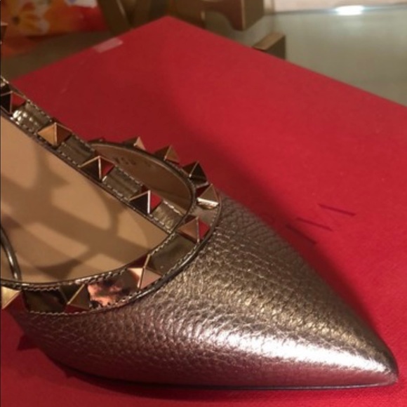 Valentino gold silver ankle strap plat- forms size USA 9.5 regular M-B Brand new - Picture 1 of 14